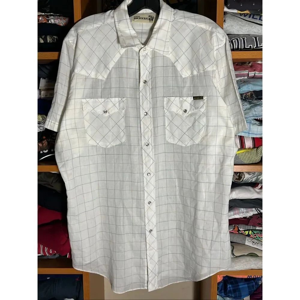 Vintage 80s Sears Roebucks Men’s Western Pearl Snap Shirt Large